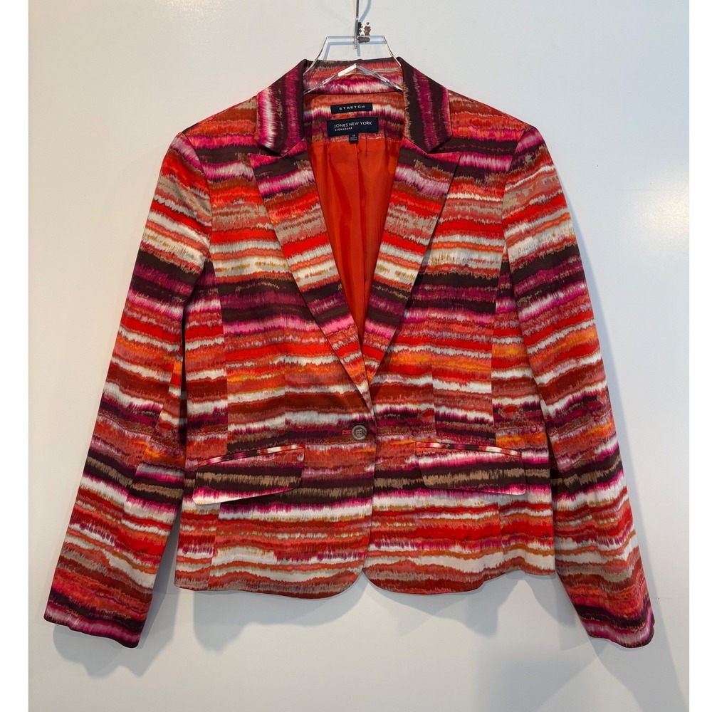 Jones‎ New York Signature Blazer Multicolor Stretch Career Womens Size 10
